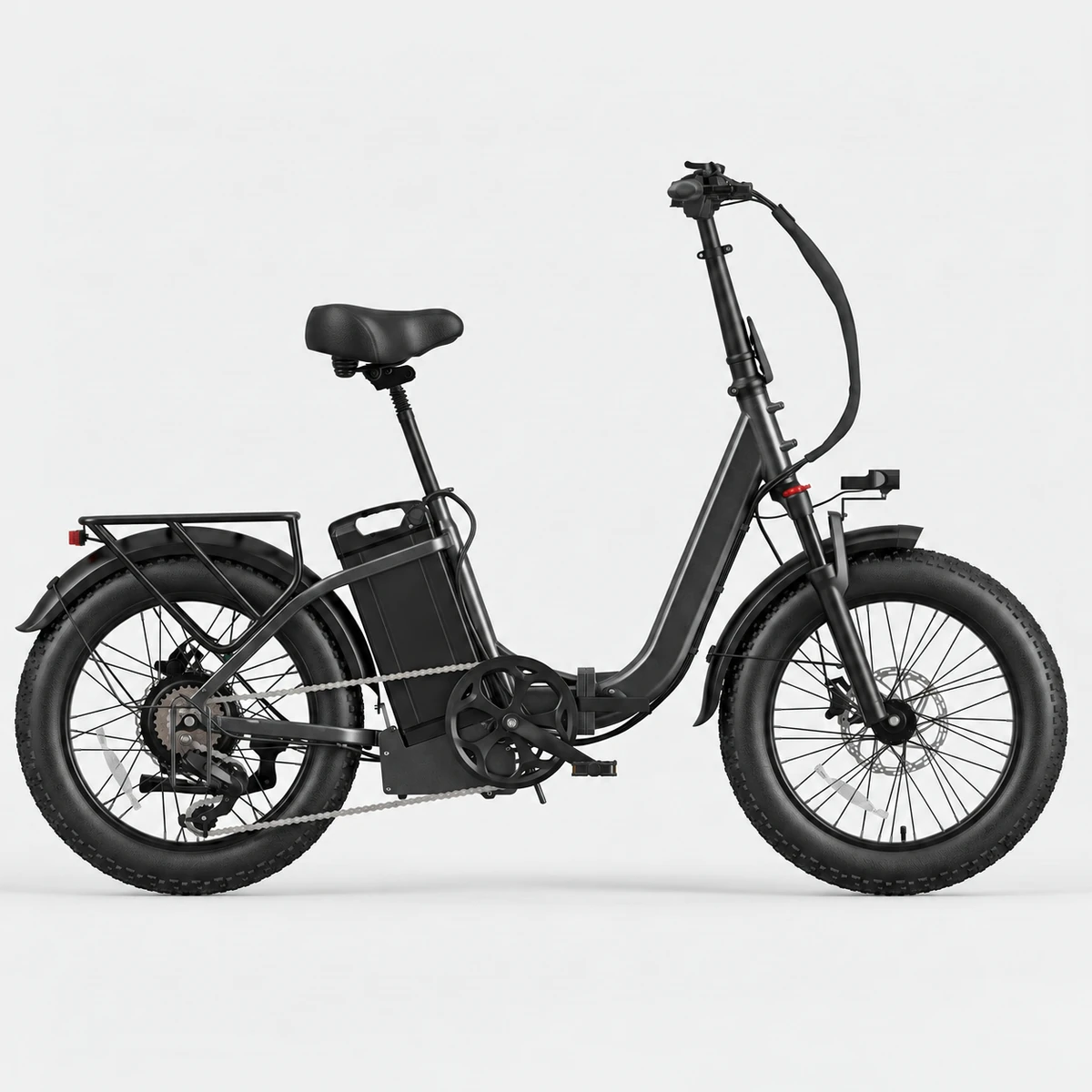 Electric bike for delivery riders in Atlanta with a removable battery and rear cargo rack