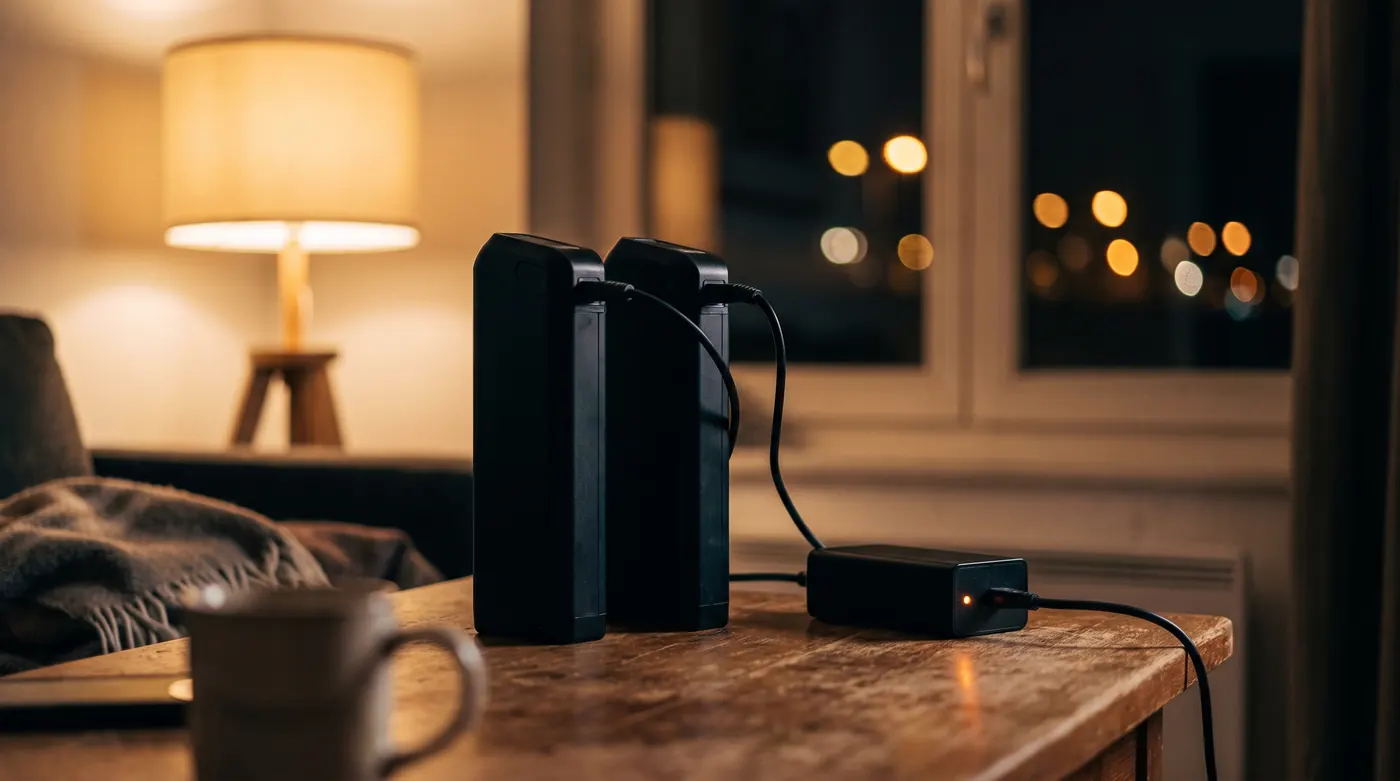 E-bike battery charging indoors
